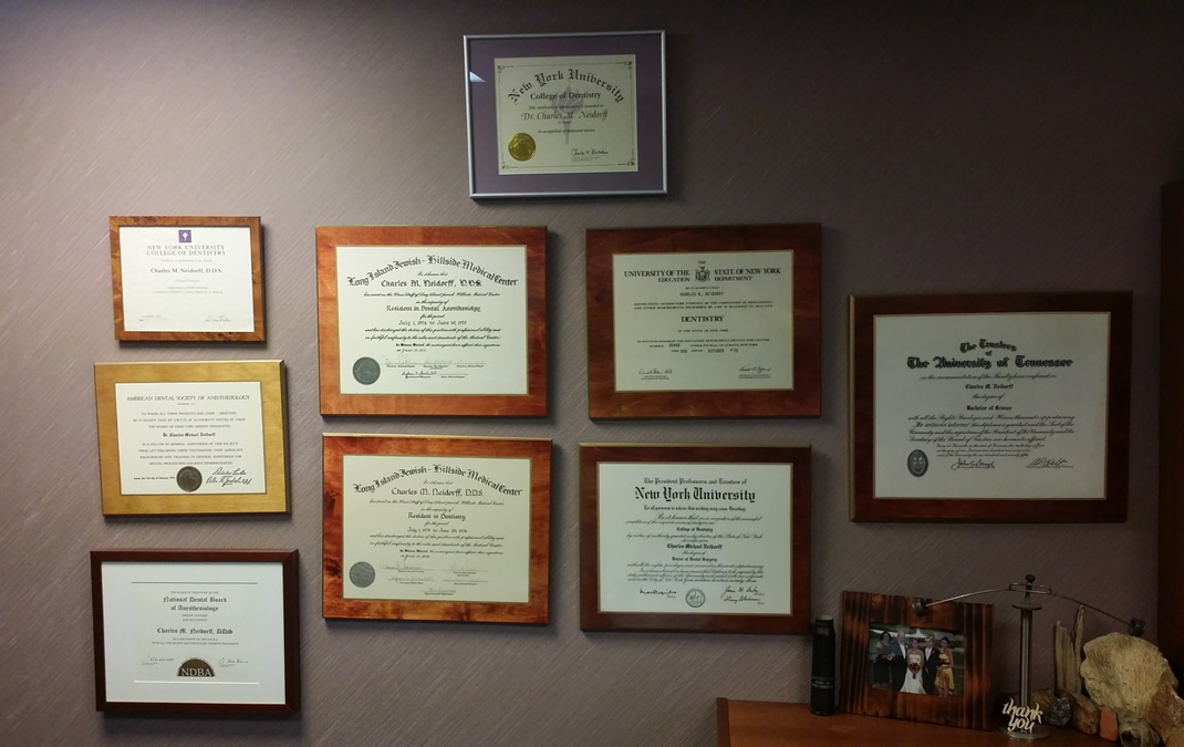 Dr Neidorf Wall of Certificates